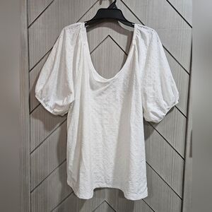 Ava & Viv White Eyelet Puff Sleeve Blouse